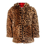 Leopard Zip Up Hooded Fur Jacket - Denny's