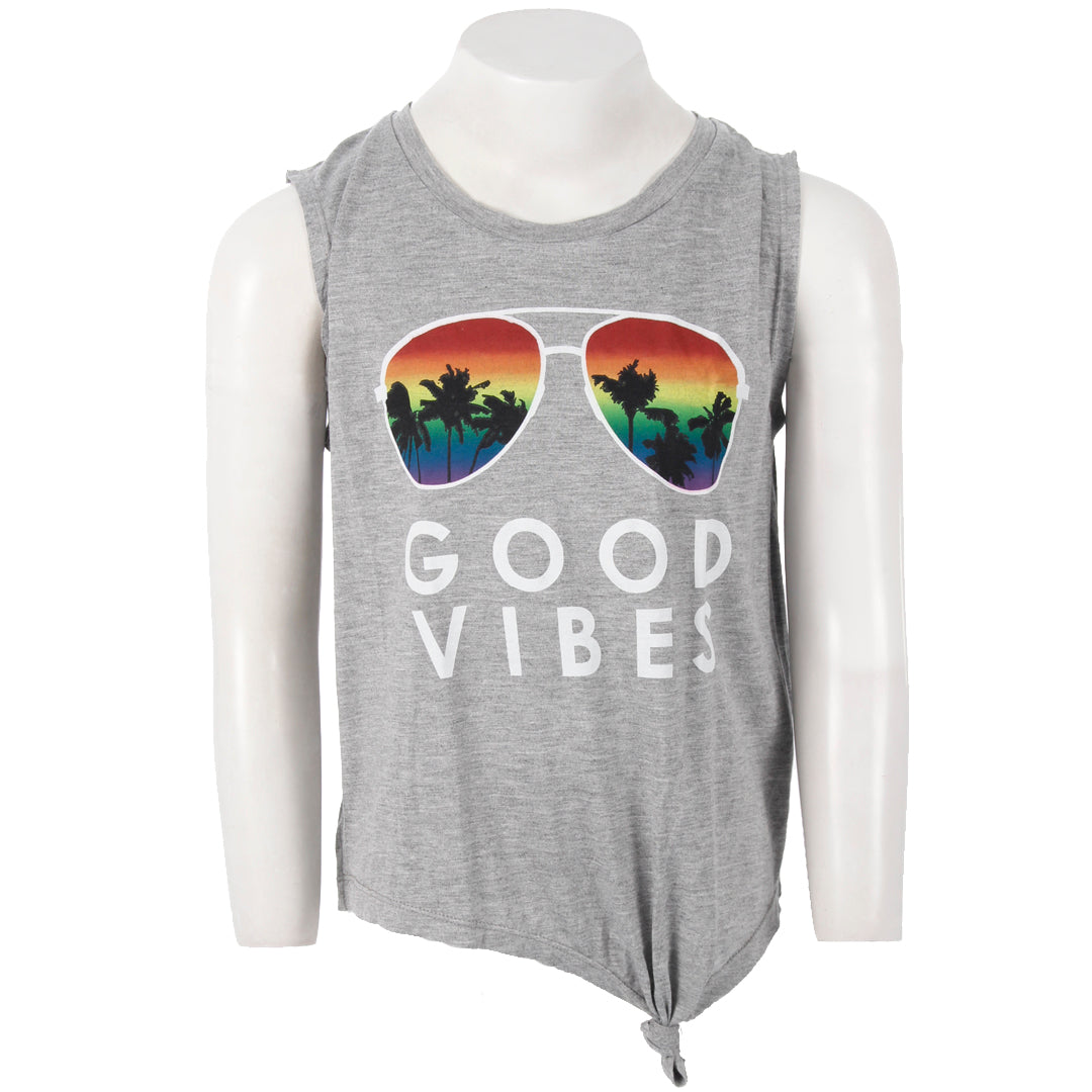 Knotted Tank with Palm Tree Sunglasses ane Good Vibes - Denny's