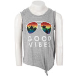 Knotted Tank with Palm Tree Sunglasses ane Good Vibes - Denny's