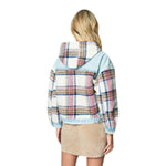 Star Flower Plaid Sleeve Denim Jacket - Denny's