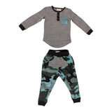 Henley Two Piece Set with Pocket Harem Camo Pant - Denny's