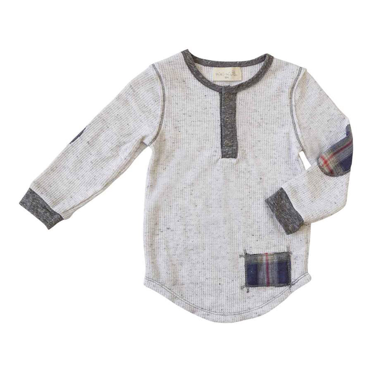 Plaid Trim Henley and Jogger Set - Denny's