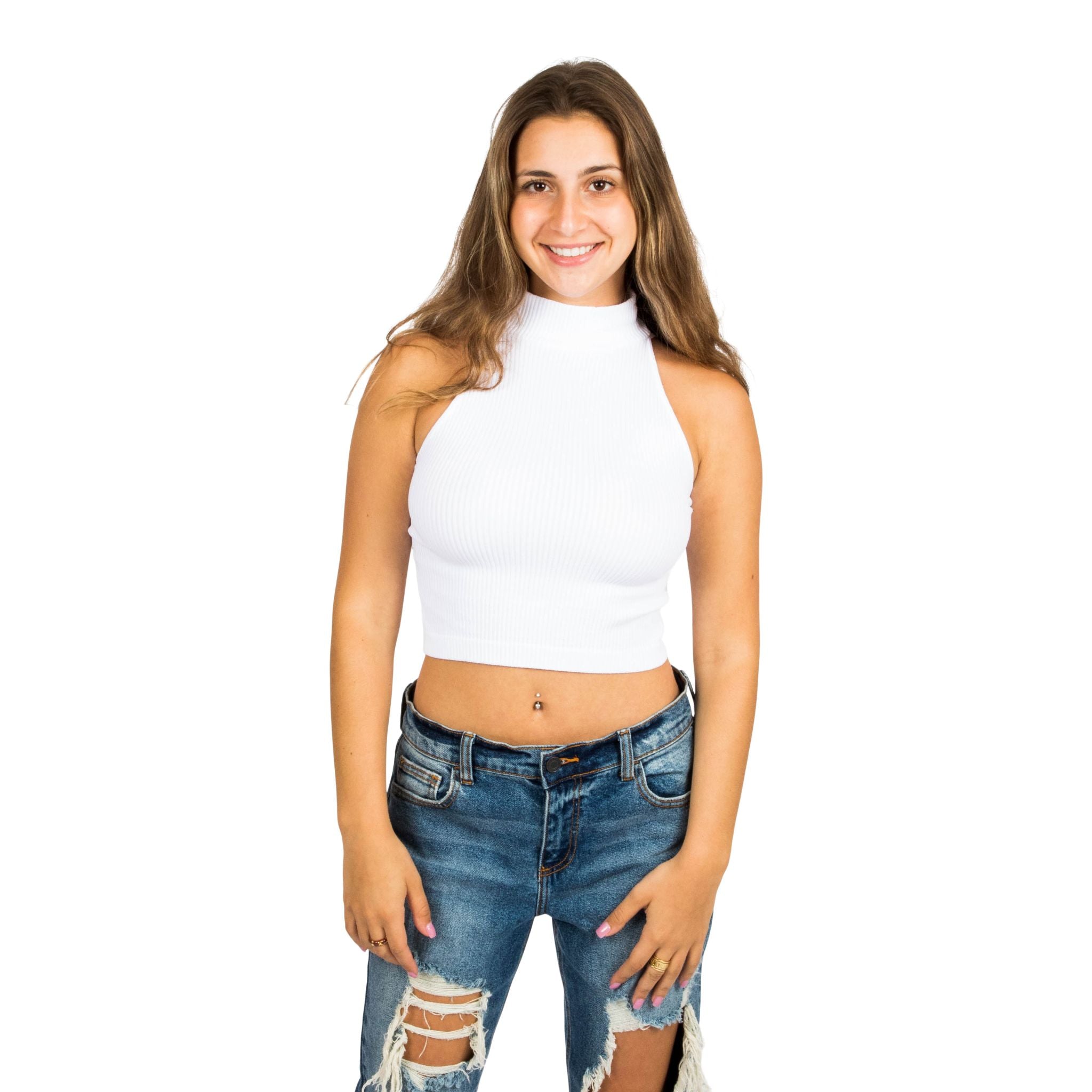 Ribbed High Neck Tank - Denny's