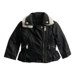 Faux Fur Collar Peplum Moto Jacket - Denny's