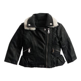 Faux Fur Collar Peplum Moto Jacket - Denny's