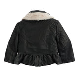 Faux Fur Collar Peplum Moto Jacket - Denny's