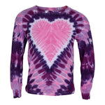 Long Sleeve Pink & Purple Tie Dye Tee with Heart - Denny's