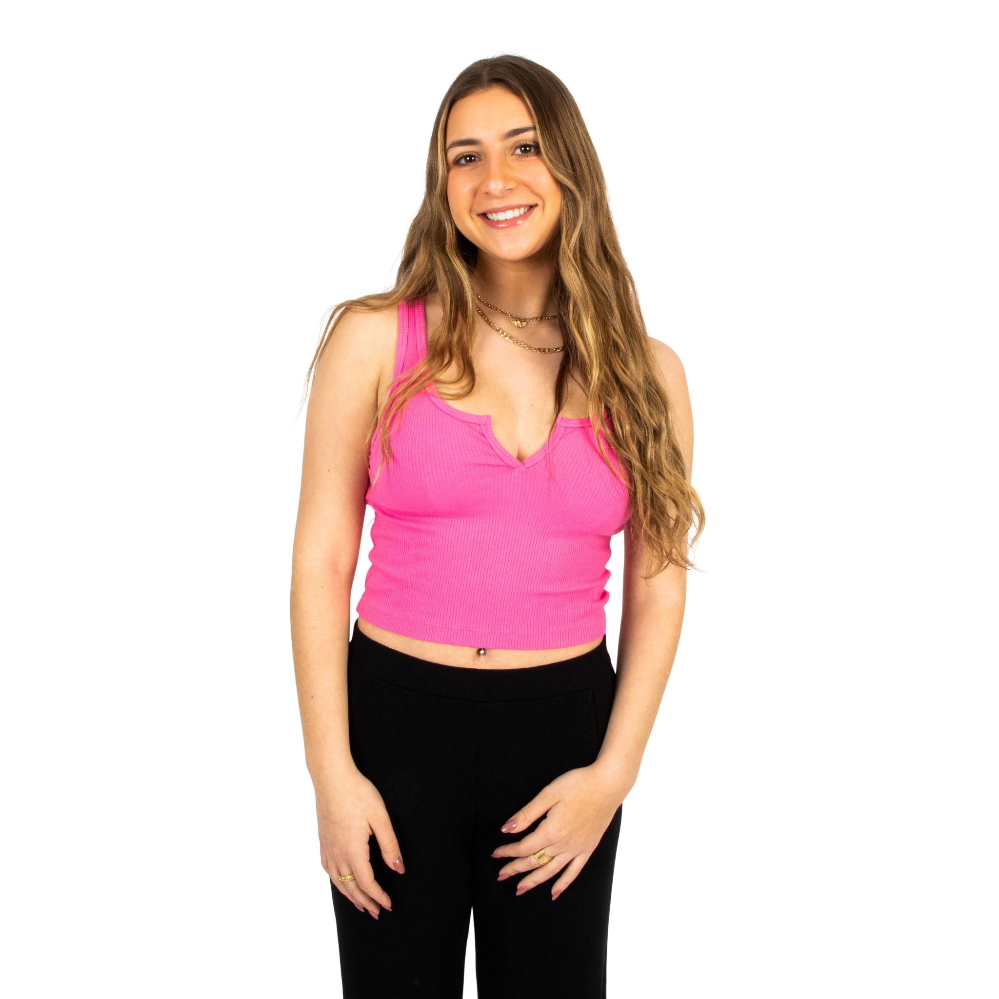 Split Neck Cropped Tank - Denny's