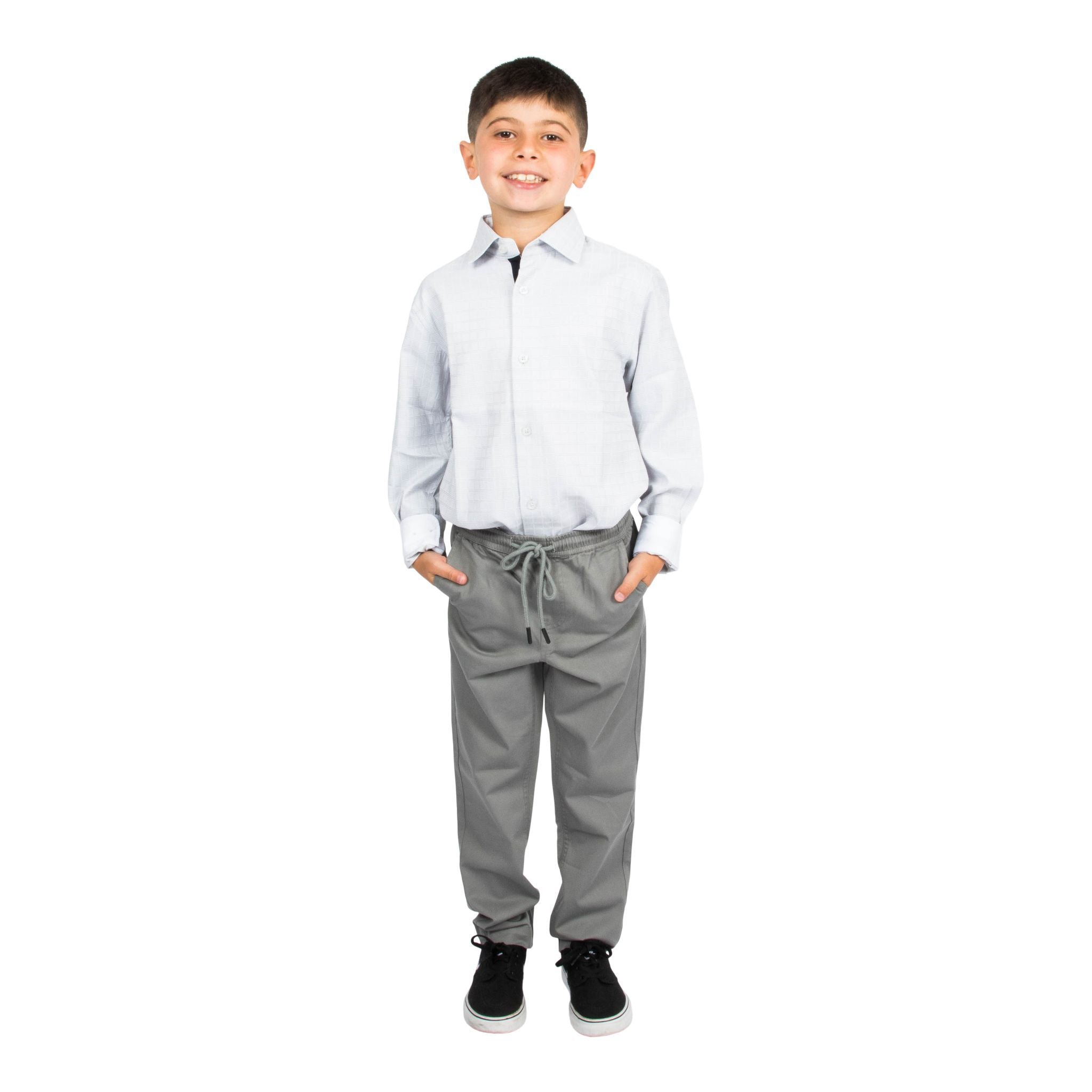 Grey & White Window Dress Shirt - Denny's