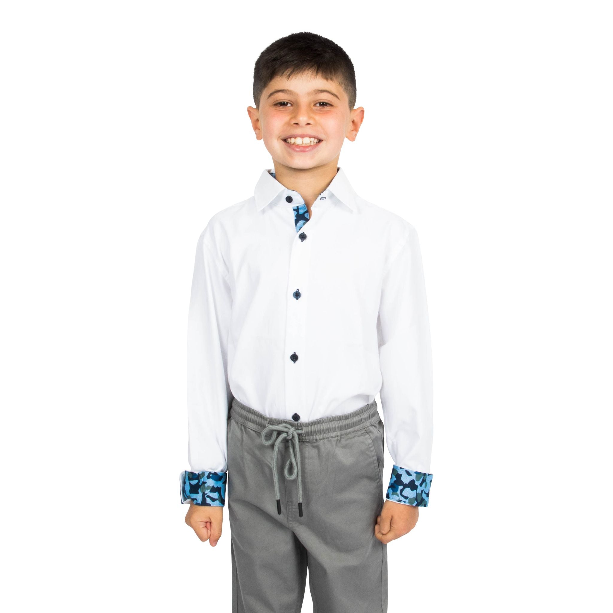 White with Camo Dress Shirt - Denny's