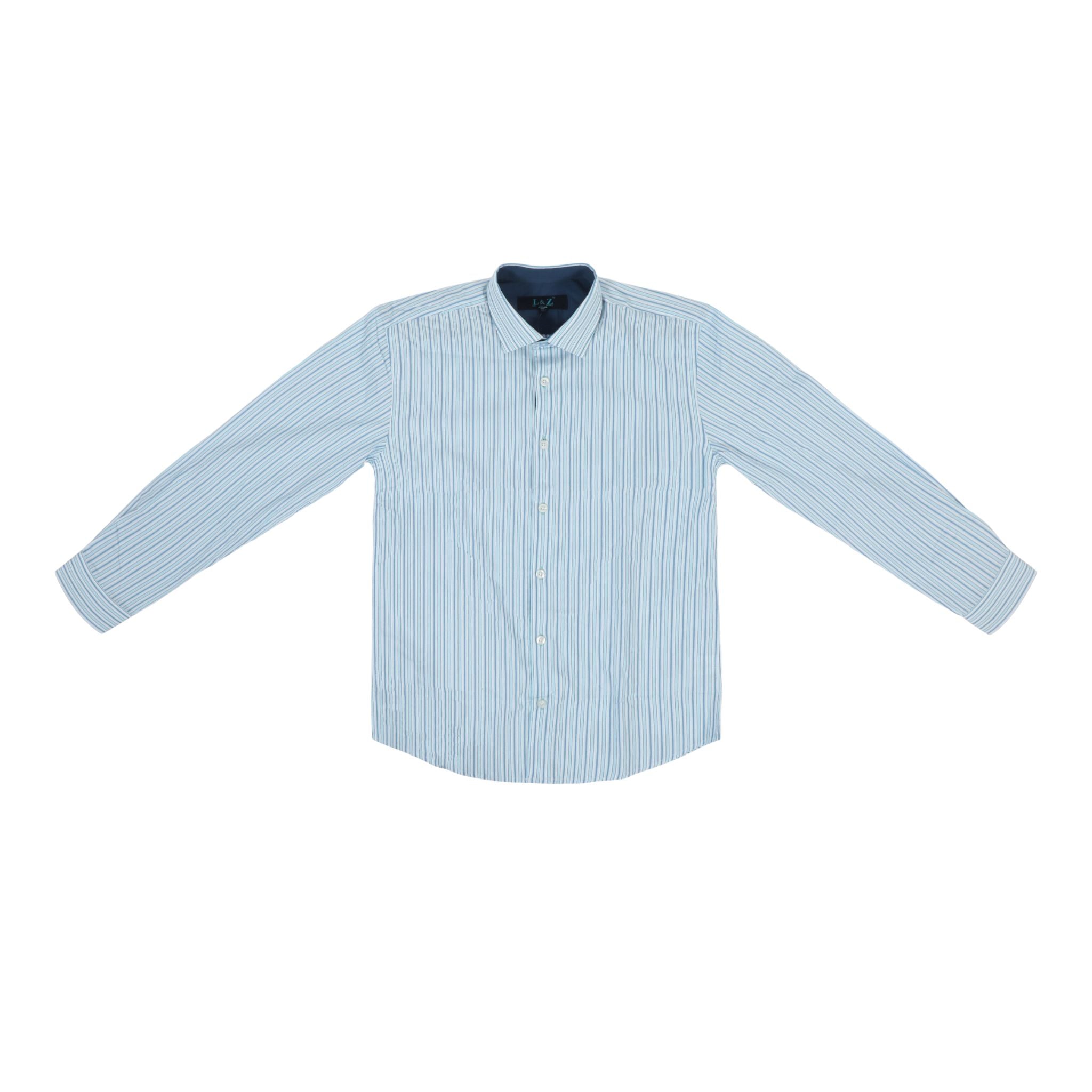 Cyan & Blue Stripe Dress Shirt - Denny's