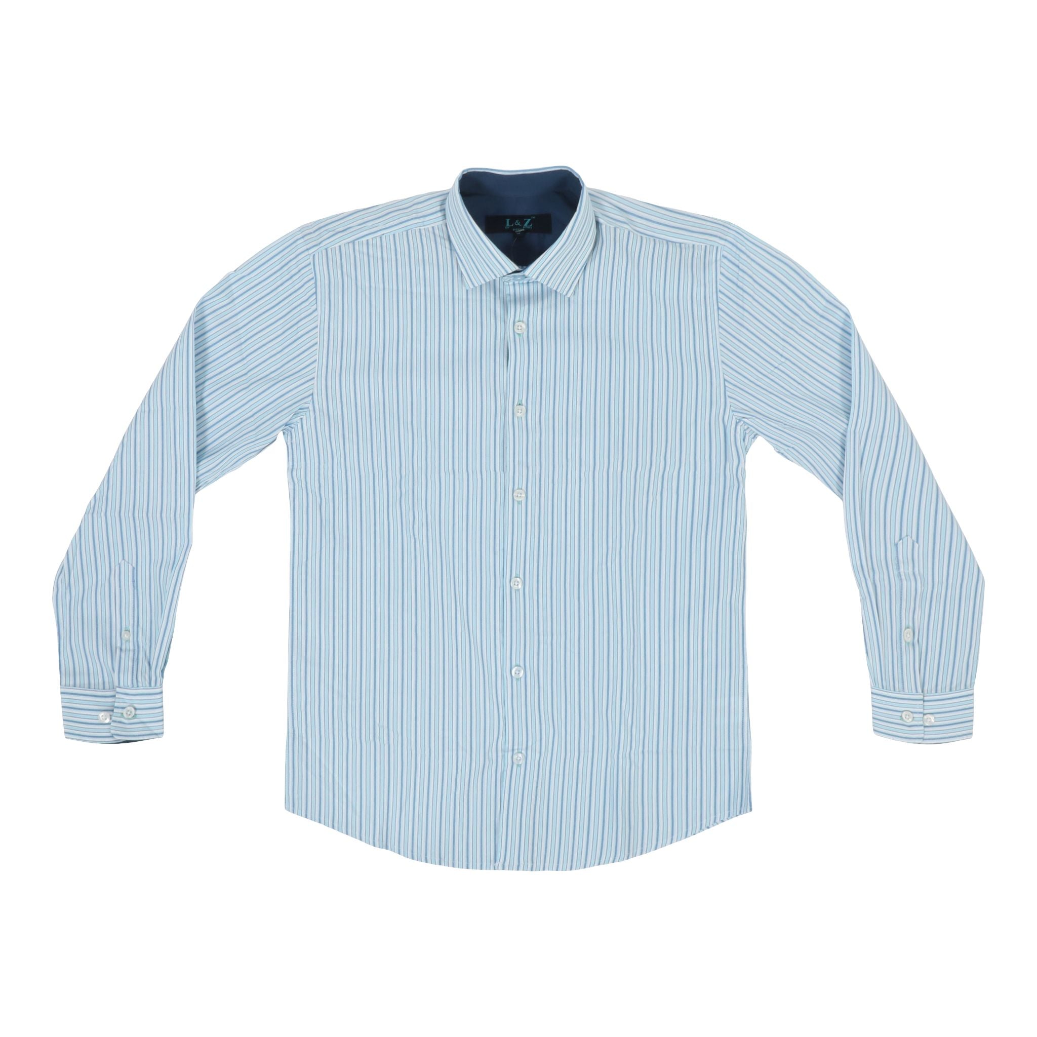 Cyan & Blue Stripe Dress Shirt - Denny's