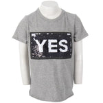 Short Sleeve Tee with Tie & Yes/No Sequin - Denny's