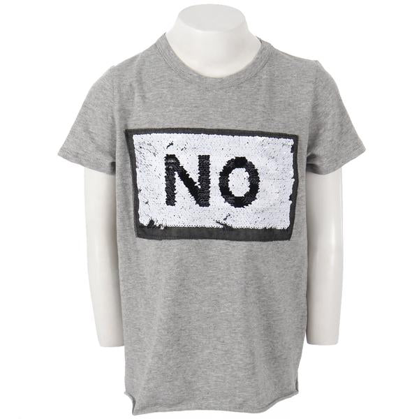 Short Sleeve Tee with Tie & Yes/No Sequin - Denny's