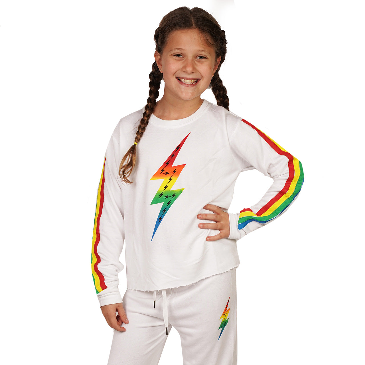 Ombre Bolt Stripe Sleeve Sweatshirt - Denny's