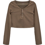 Rib Snap Crop Henley - Denny's