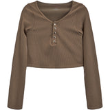 Rib Snap Crop Henley - Denny's