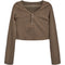 Rib Snap Crop Henley - Denny's