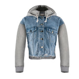 Denim Crop Terry Hooded Jacket - Denny's