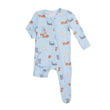 Puppy Play Print Zipper Footie - Denny's
