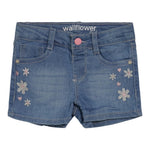 Denim Short with Daisy/Heart Embroidery - Denny's