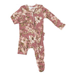 Woodrose Floral Ruffle Zipper Footie - Denny's