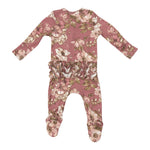 Woodrose Floral Ruffle Zipper Footie - Denny's