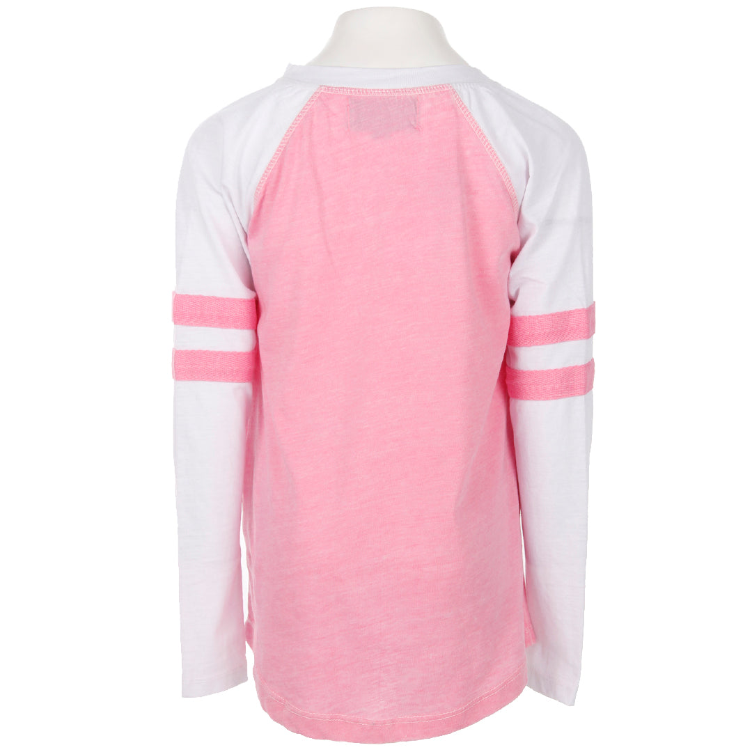 Long Sleeve Varsity Baseball Top with Hearts - Denny's