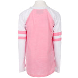 Long Sleeve Varsity Baseball Top with Hearts - Denny's