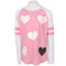 Long Sleeve Varsity Baseball Top with Hearts - Denny's