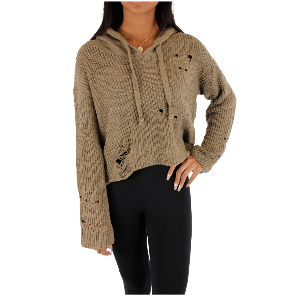 Ripped Hooded Sweater - Denny's