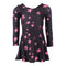 Long Sleeve Fit n Flare Dress with Neon Pink Stars - Denny's