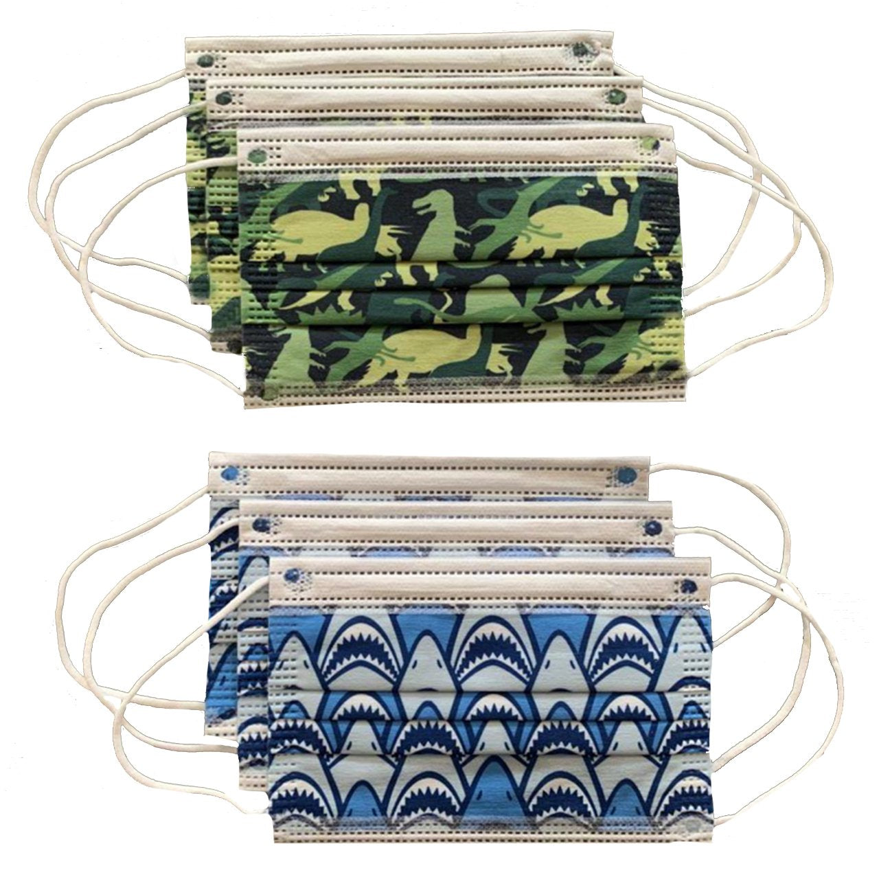 Camo Dragons and Sharks 6pk Disposable Masks - Denny's