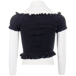 Short Sleeve Solid Off The Shoulder Smock Top - Denny's