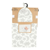 2pc Grey Moon Wrap & Hat Set - Denny's