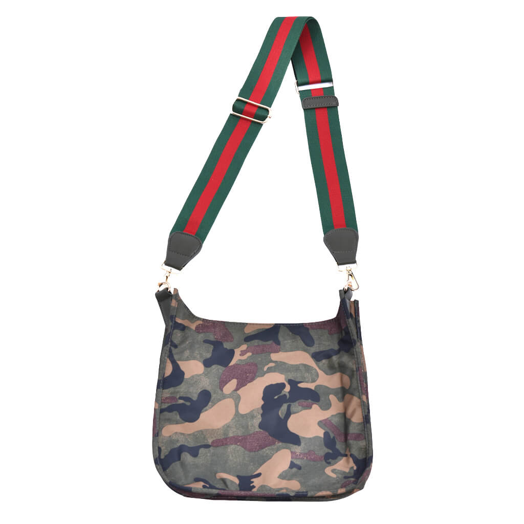 Green/Red Strap Camo Crossbody - Denny's