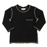 Long Sleeve Tee Black with Tan Stitching - Denny's