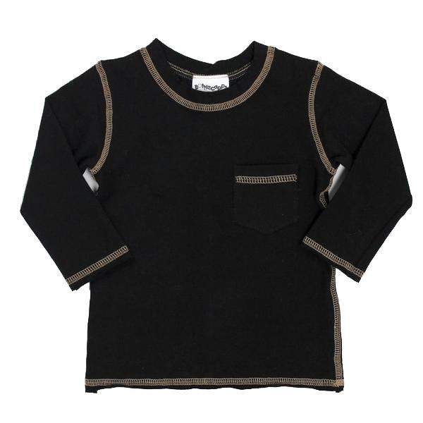 Long Sleeve Tee Black with Tan Stitching - Denny's