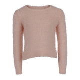 Long Sleeve Hi Lo Pullover Feather Yarn Sweater - Denny's