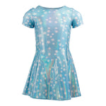 Short Sleeve Fit n Flare Dress w Stars Sparkle - Denny's