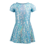 Short Sleeve Fit n Flare Dress w Stars Sparkle - Denny's