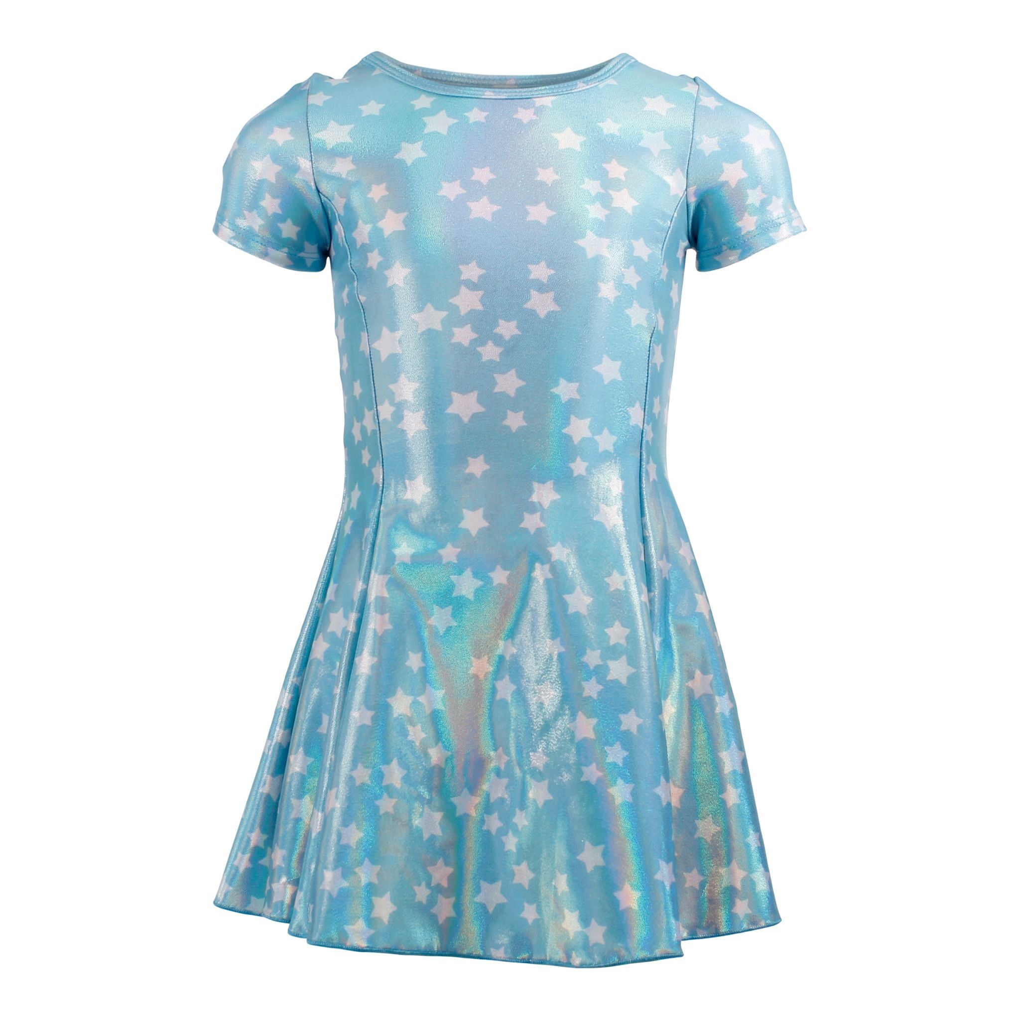 Short Sleeve Fit n Flare Dress w Stars Sparkle - Denny's