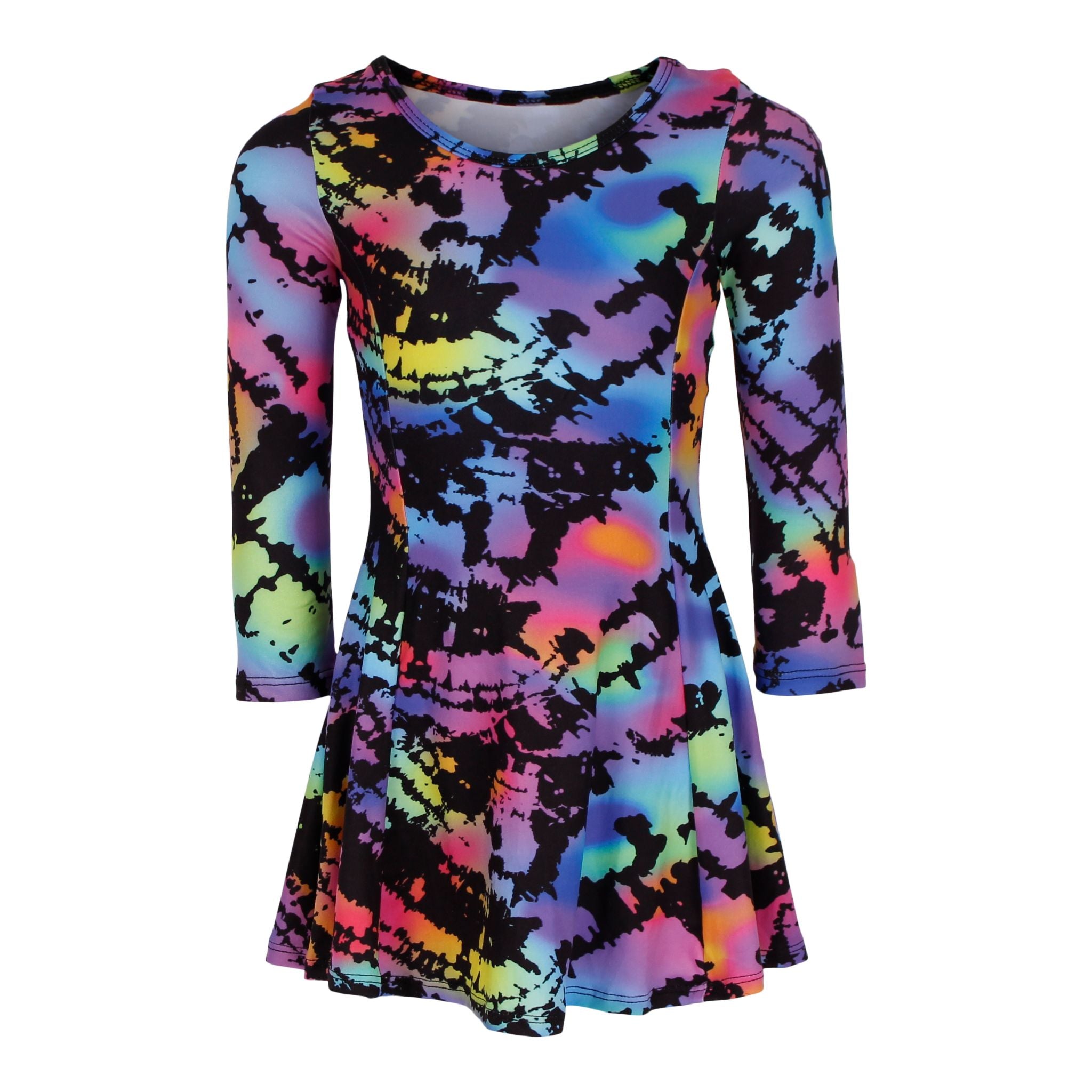 Black Light Tie Dye Long Sleeve Dress - Denny's