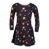 Long Sleeve Star Sparkle Fit n Flare Dress - Denny's