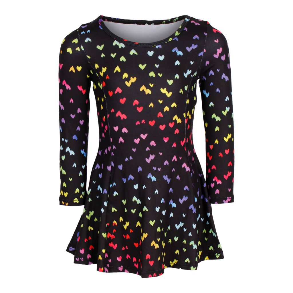 Long Sleeve Dress with Mini Rainbow Hearts - Denny's