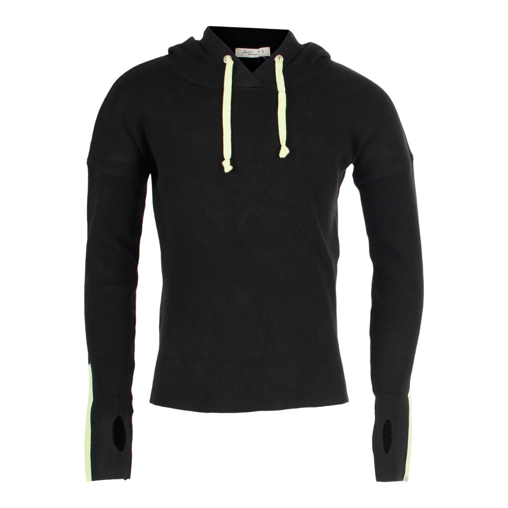 Long Sleeve Pullover Neon Yellow Drawstring and Stripe - Denny's