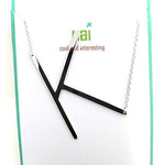 Silver Necklace with K initialed Sideways - Denny's