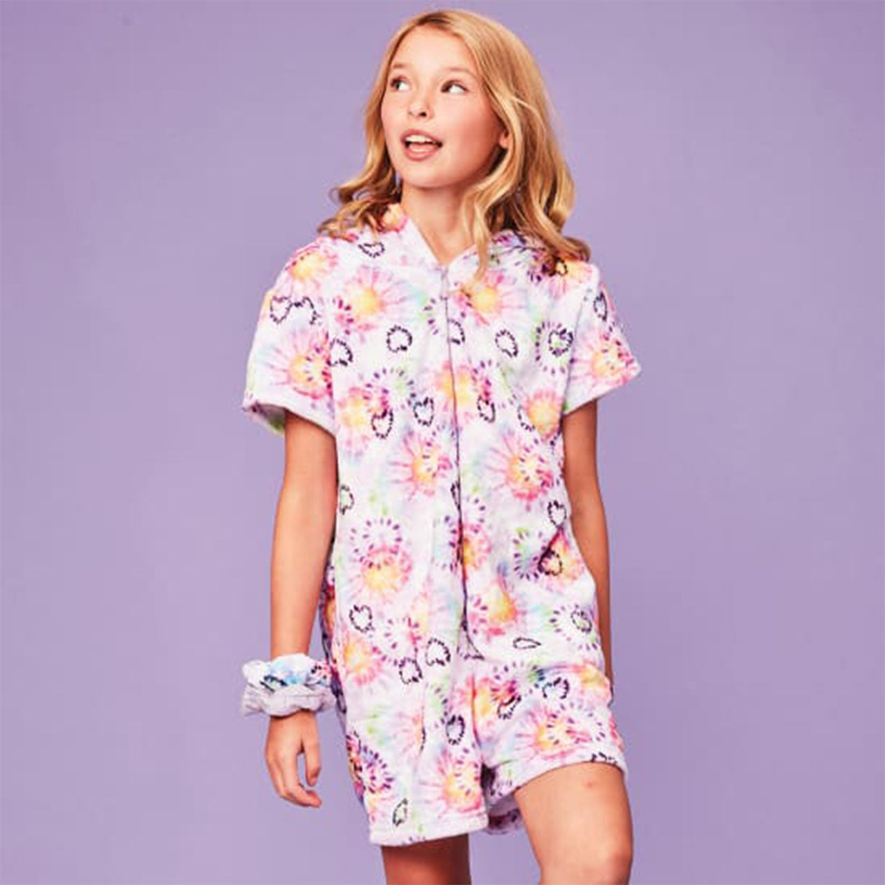 Heart Tie Dye Plush Romper - Denny's
