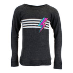 Long Sleeve Hacci with Char/White Lightning Bolt - Denny's