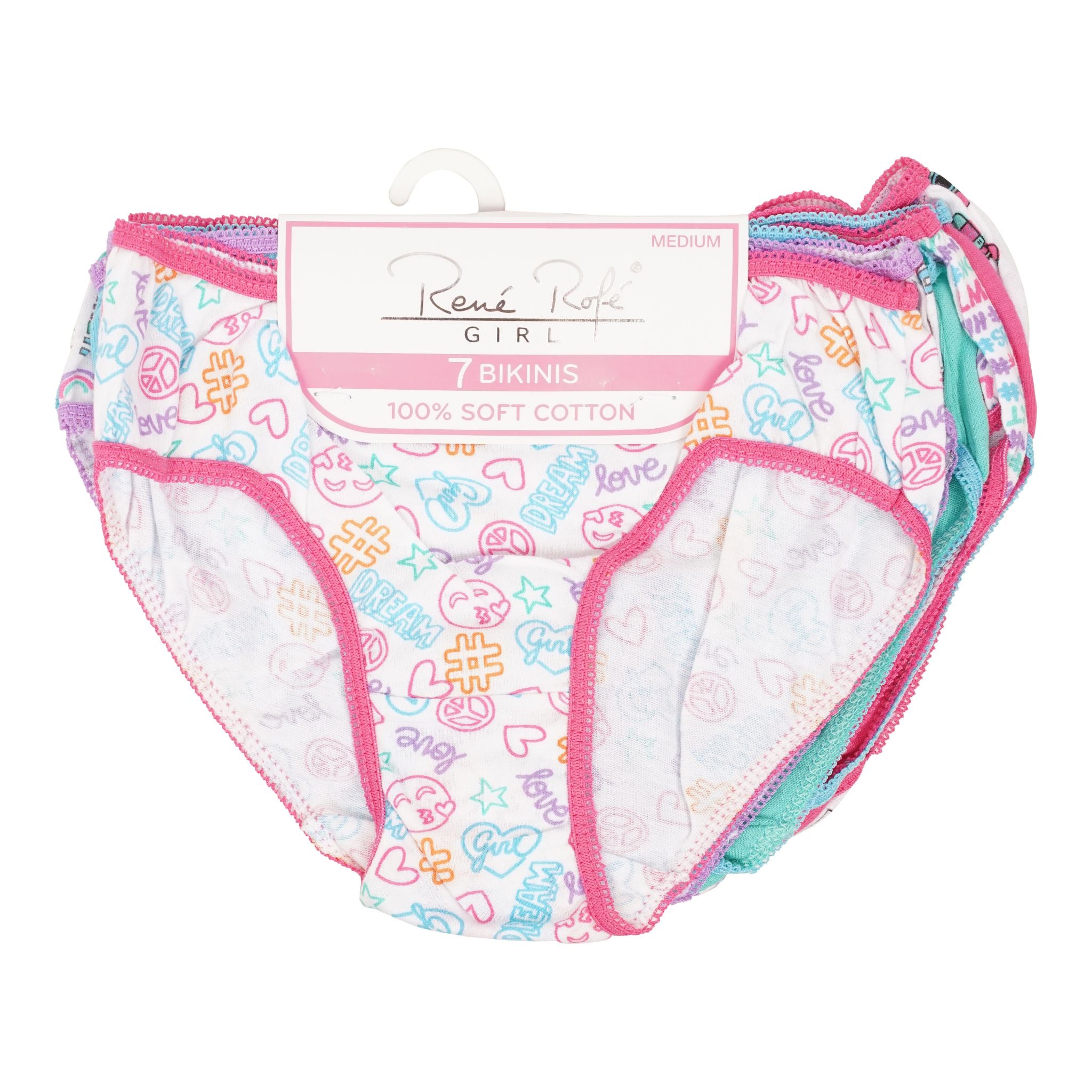 7 Pack of Assorted Cotton Bikinis - 7-14 Girl - Denny's